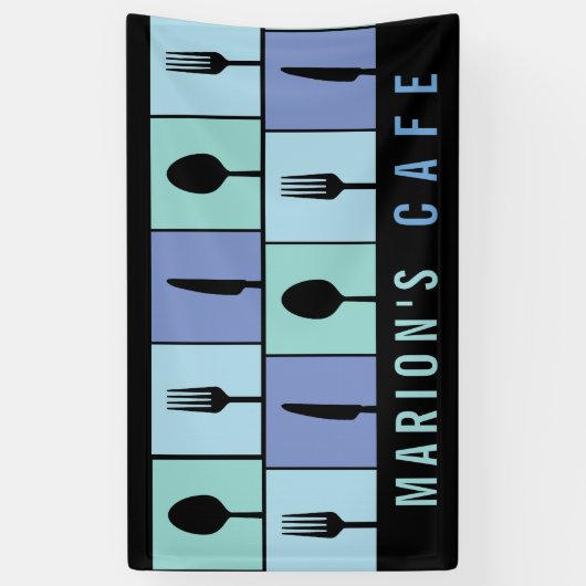 Moderne restaurantgerechten in cafés, aangepaste v spandoek (Verticaal)