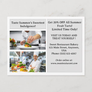 Moderne restaurantmarketing-postkaart briefkaart