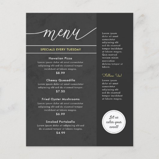 Moderne restaurantmenu Marble Gray Flyer (Voorkant)