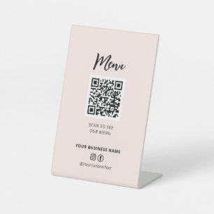 Moderne restaurants Menu QR Code Social Media Sign Reclamebord Met Voetstuk