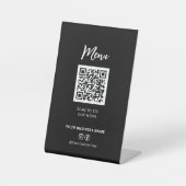 Moderne restaurants Menu QR Code Social Media Sign Reclamebord Met Voetstuk (Voorkant)