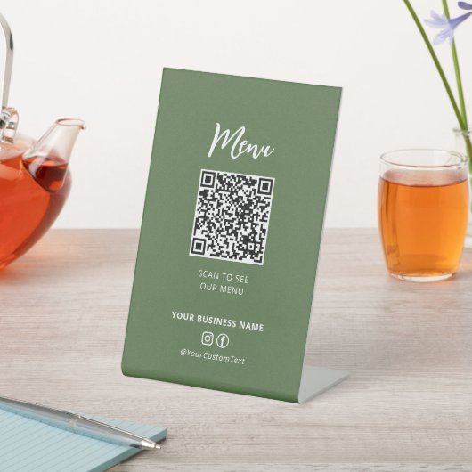 Moderne restaurants Menu QR Code Social Media Sign Reclamebord Met Voetstuk (Insitu)