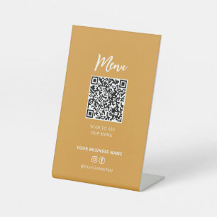 Moderne restaurants Menu QR Code Social Media Sign Reclamebord Met Voetstuk