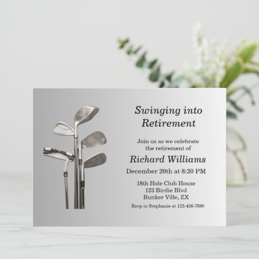 Moderne Retirement Golf Sport Golfclubs Kaart (Staand voorkant)