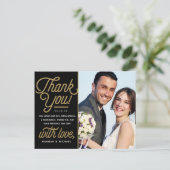 Moderne Reto Gold Dank U Trouwfoto Briefkaart (Staand voorkant)