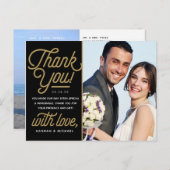 Moderne Reto Gold Dank U Trouwfoto Briefkaart (Voorkant / Achterkant)