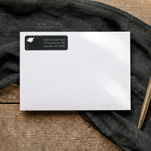 Moderne retouradresstickers met zwart-wit afstuder etiket