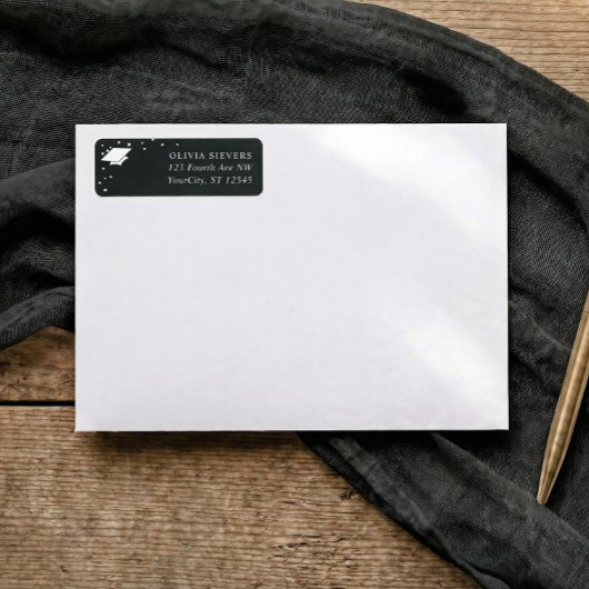 Moderne retouradresstickers met zwart-wit afstuder etiket