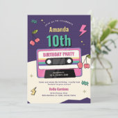 Moderne Retro 10e verjaardag Uitnodiging (Staand voorkant)
