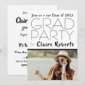 Moderne Retro 1 Foto Afstudeerfeest Uitnodiging (Voorkant / Achterkant)