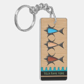 Moderne Retro - 3 Vis op Kersenhout gepersonalisee Sleutelhanger (Voorkant Links)