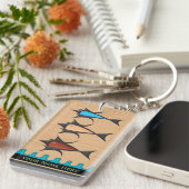 Moderne Retro - 3 Vis op Kersenhout gepersonalisee Sleutelhanger (Voorkant Rechts)