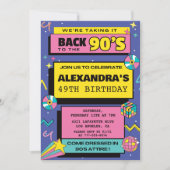 Moderne Retro 49e verjaardag uitnodigingen 90s Par (Voorkant)