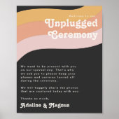 Moderne Retro 70 Rainbow Dark Unplugged Ceremony Poster (Voorkant)