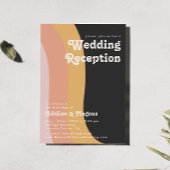 Moderne Retro 70'er Regenboog Donkere Bruiloftsrec Kaart