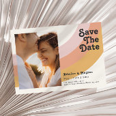 Moderne Retro 70'er Regenboog Foto Horizontaal Save The Date