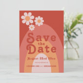 Moderne Retro 70s Bruiloft Save The Date (Staand voorkant)