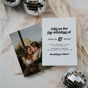 Moderne Retro 70's bruiloft uitnodiging