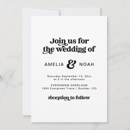 Moderne Retro 70's bruiloft uitnodiging (Voorkant)