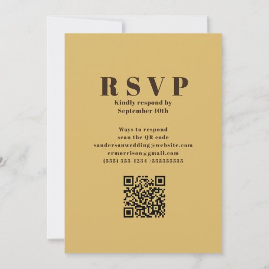 Moderne Retro 70s Burnt Sinaasappel QR Code Bruilo Kaart (Achterkant)