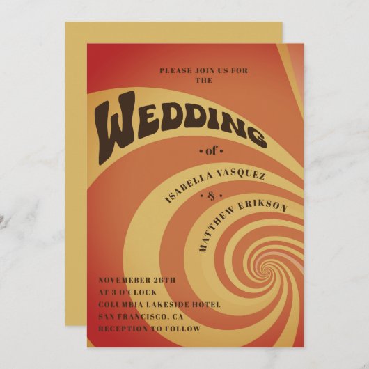 Moderne Retro 70s Burnt Sinaasappel QR Code Bruilo Kaart (Voorkant / Achterkant)