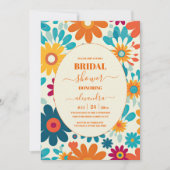 Moderne Retro 70's Daisy Bruiloftsborrel Kaart (Voorkant)