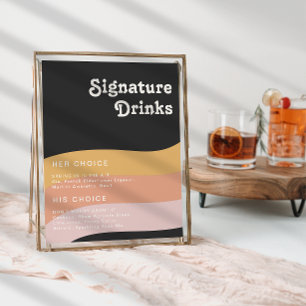 Moderne Retro 70's Drinken voor donkere regenboog Poster