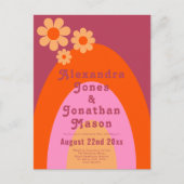 Moderne Retro 70s Groovy Bruiloft Uitnodiging Briefkaart (Voorkant)