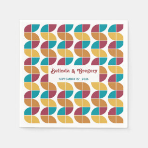 Moderne Retro 70's Kleurrijke Regenboog Golven Bru Servet