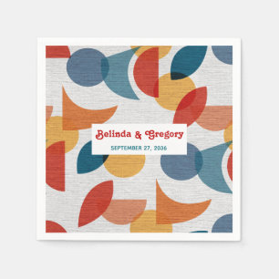 Moderne Retro 70's Kleurrijke Regenboogvormen Brui Servet
