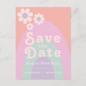 Moderne Retro 70s Pastel bruiloft Uitnodiging Briefkaart (Voorkant)