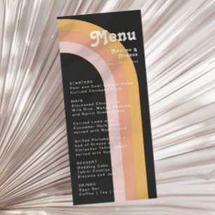 Moderne Retro 70's Rainbow Dark Wedding Dinner Men Menu