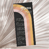 Moderne Retro 70's Rainbow Dark Wedding Dinner Men Menu