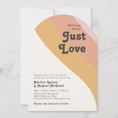 Moderne Retro 70's Rainbow Just Love Wedding Arch Kaart (Voorkant)