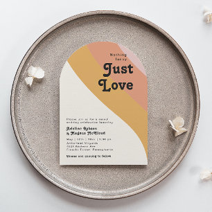 Moderne Retro 70's Rainbow Just Love Wedding Arch Kaart