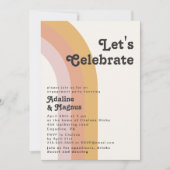 Moderne Retro 70's Rainbow Let's Celebrate Kaart (Voorkant)