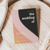 Moderne Retro 70's regenboog donker de bruiloft va Kaart