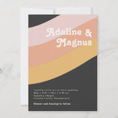 Moderne Retro 70's regenboog donker op één bruilof Kaart (Voorkant)