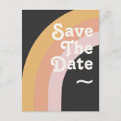 Moderne retro 70's regenboog donker sparen de datu uitnodiging briefkaart (Voorkant)