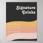 Moderne Retro 70's Regenboog Donkere Signature Dra Poster (Voorkant)