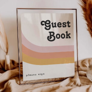 Moderne Retro 70's Regenboog Guestbook Handtekenin Poster