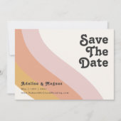 Moderne Retro 70's regenboog horizontaal sparen de Save The Date (Voorkant)