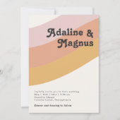 Moderne Retro 70's regenboog in één bruiloft Kaart (Voorkant)