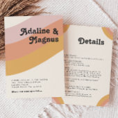 Moderne Retro 70's regenboog in één bruiloft Kaart