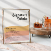 Moderne Retro 70's Regenboog Signature Dranken Bor Poster