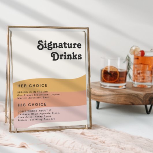 Moderne Retro 70's Regenboog Signature Dranken Bor Poster