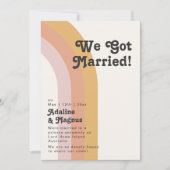 Moderne Retro 70's Regenboog Trouwfoto Aankondigin Kaart (Voorkant)