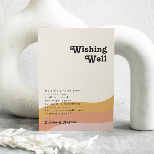 Moderne Retro 70's regenboogbruiloft goed Informatiekaartje