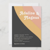 Moderne Retro 70's regenboogdonkere bruiloft Kaart (Voorkant)