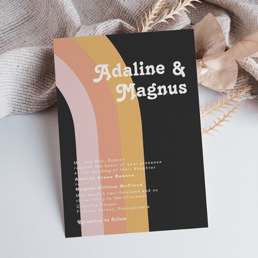 Moderne Retro 70's regenboogdonkere traditionele b Kaart